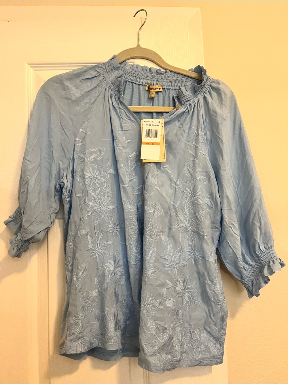 Brand new with tags Democracy blouse, size Small. Beautiful light blue color wit